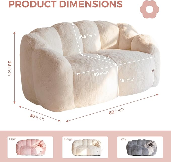 MAXYOYO Bean Bag Chair for Adults, Loveseat Floral Shaped Bean Bag Sofa - Image 2