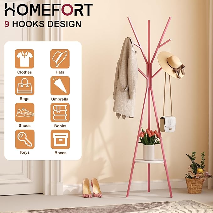 Coat Rack Hat Stand Free Standing Display Hall Tree Metal Hat Hanger Garment - Image 6
