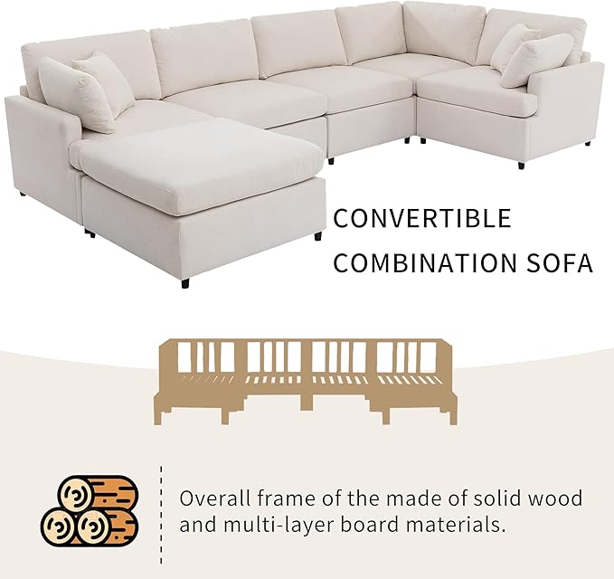 Merax 6-Seater Modern Large U-Shape Sectional Sofa, - Image 9
