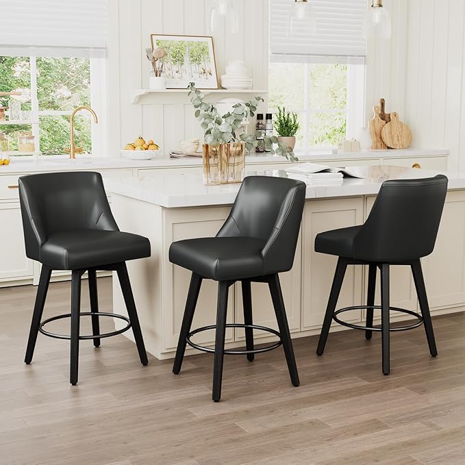 Vipbear Swivel Counter Height Bar Stools Set of 3, 26.8" H Counter Stools by VipbearLiving