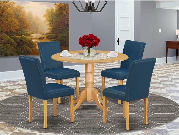 East West Furniture DLAB5-OAK-55 5 Piece Dining Room Furniture Set Includes a - Image 7