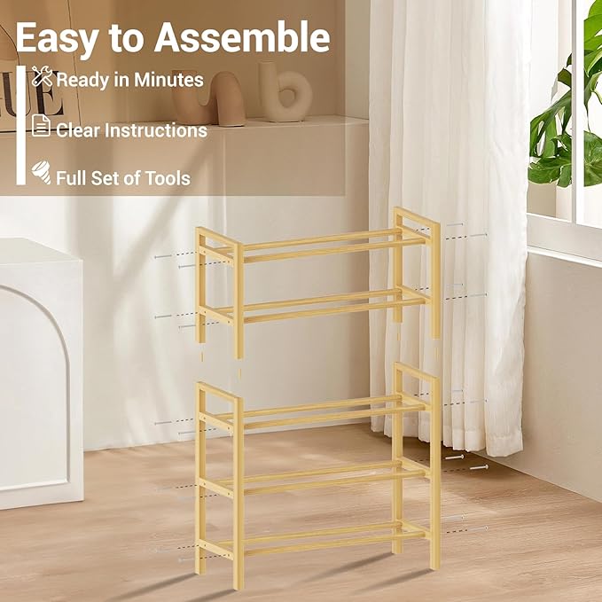 Haddockway Bamboo Shoe Rack for Closet, Free Standing Shoe Organizer - Image 4