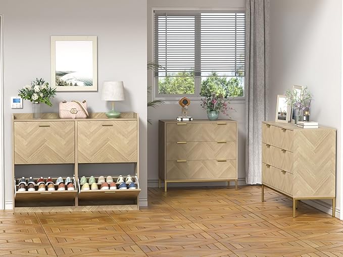 47" Large Shoe Cabinet with 4 Flip Drawers, Freestanding Shoe Storage Cabinet - Image 8