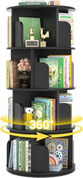 Rotating Bookshelf, Wood Corner Bookshelf, 360 Display Spinning Bookcase by Besiost