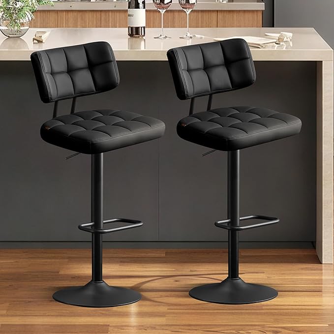 Furniliving Modern Bar Stools Set of 2 Faux Leather, Upholstered Swivel by FurnilivingFurnitureforHome