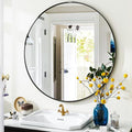 Black Round Bathroom Mirror, 24 inch Circle Wall Mounted Hanging Mirror by VooBang