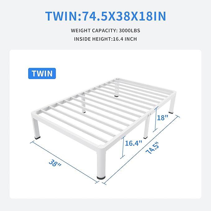 MAF 18 Inch Twin Bed Frames White - Image 2