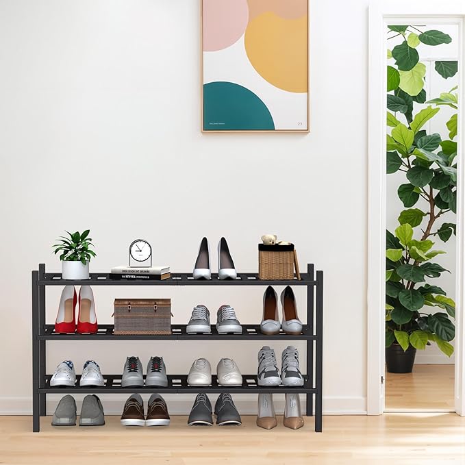 Haddockway Long 3 Tier Bamboo Shoe Rack Storage Organizer, Small Space - Image 2