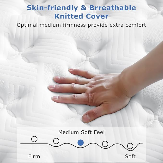 Full Size Mattress, 10 Inch Medium Firm Hybrid Full Bed Mattress, Memory Foam - Image 4
