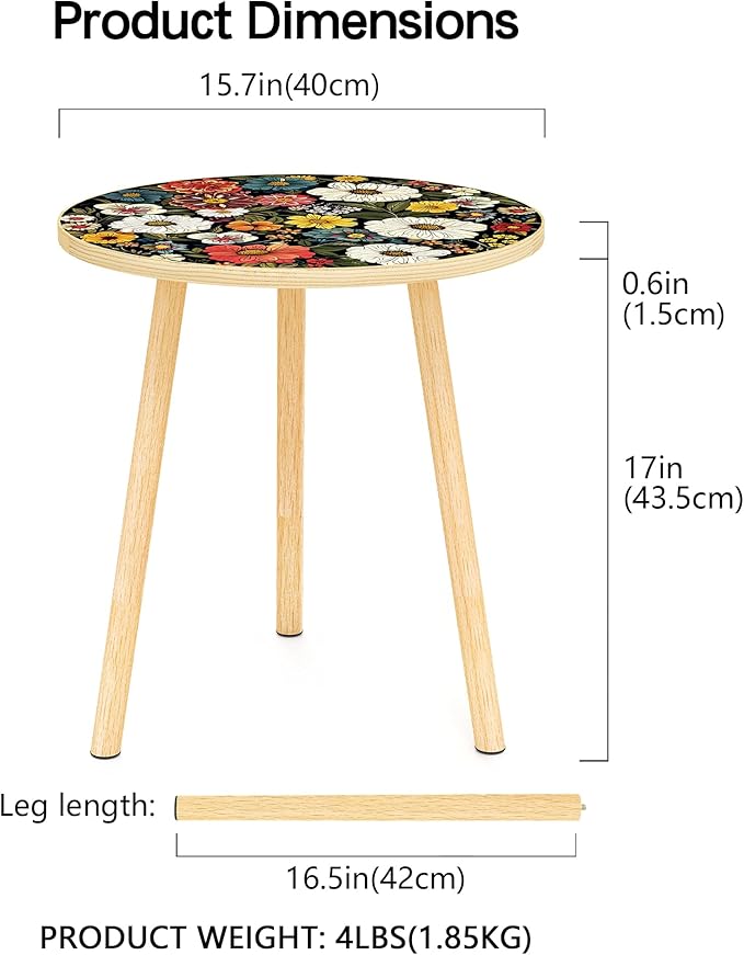 Mandala Round End Table, Small Side Table - Image 3