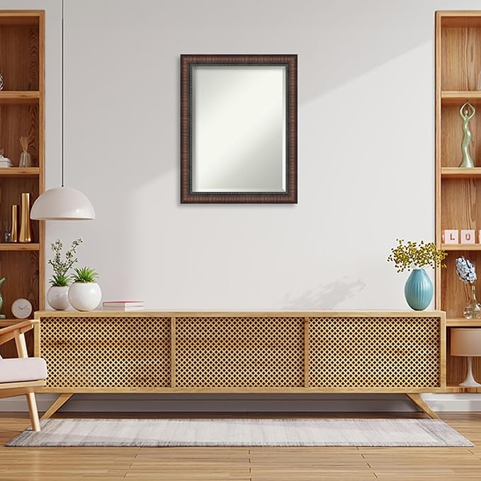 Amanti Art Brown Wall Mirror 28x22 Caleb Brown Rectangle Bathroom Mirror - Image 6