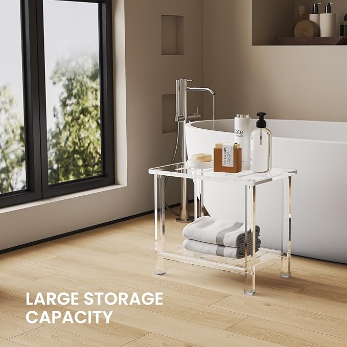 Acrylic Shower Bench for Inside Shower 13.98" D X 21.26" W X 18.31" H, Heavy - Image 5