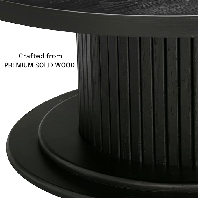 NTC 40 Inch Summit Modern Classic Tambour Wooden Round Coffee Table – - Image 5
