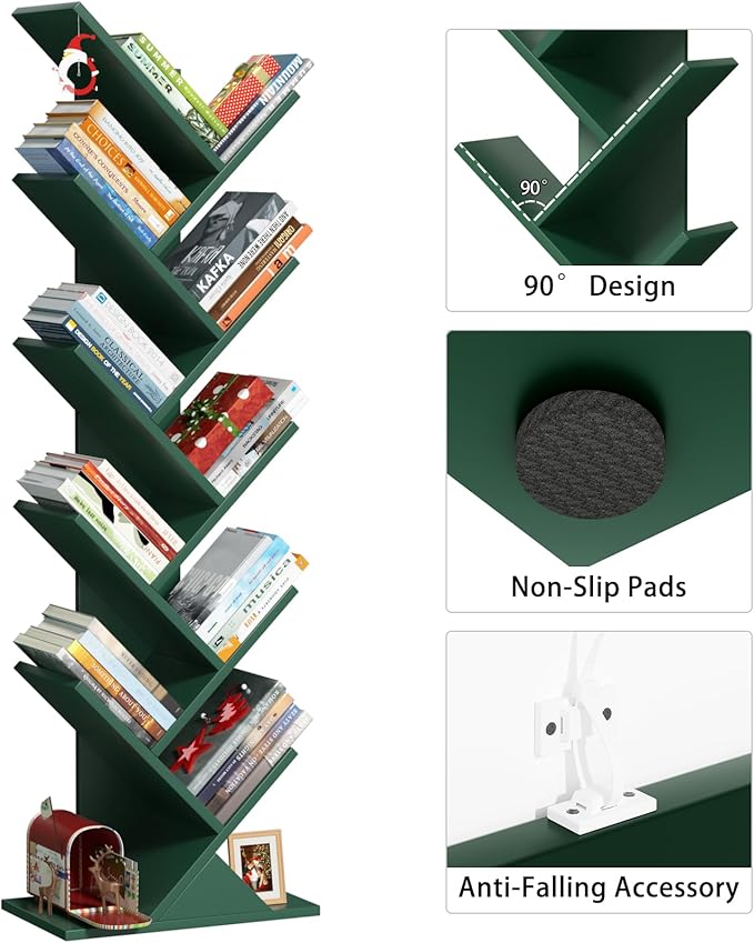 10 Tier Tree Book Shelf, Floor Standing Wood Bookshelf - Image 6