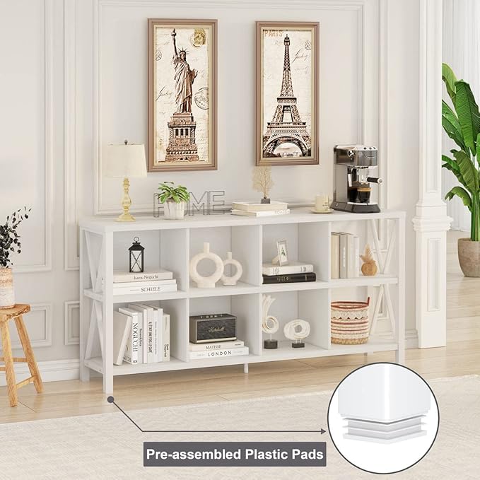 FATORRI 8 Cube Storage Organizer Bookshelf, Rustic Wood Cubby Bookcase - Image 4