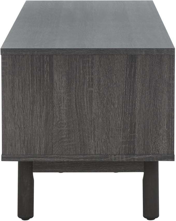 SAFAVIEH Aino TV Stand for up to 60" Flatscreen – Distressed Black, 2 Sliding - Image 5