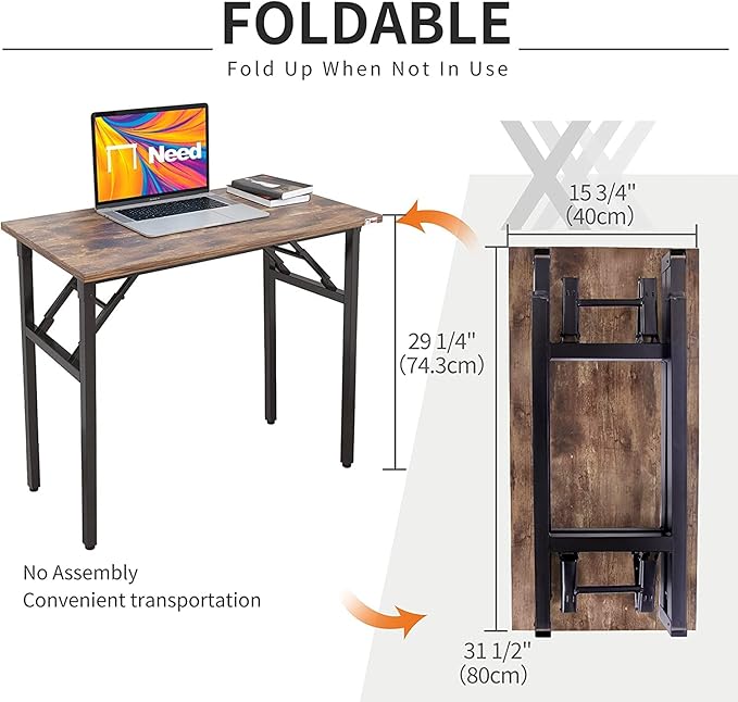 Need Small Desk 31 1/2" No Assembly Foldable Writing Table, Sturdy and Heavy - Image 4