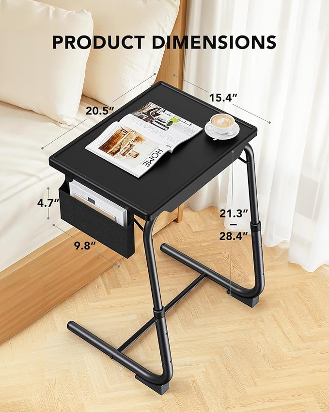 HUANUO TV Tray, Adjustable TV Dinner Tray, 20.5 x 15.4 inch Folding Tray Table - Image 2