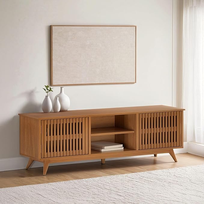 Plank+Beam Mid-Century Modern Wood TV Stand, Solid Wood Entertainment Console by PlankBeam