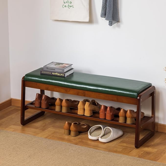 Shoe Rack Bench, Solid Wood Entryway Bench - Image 2
