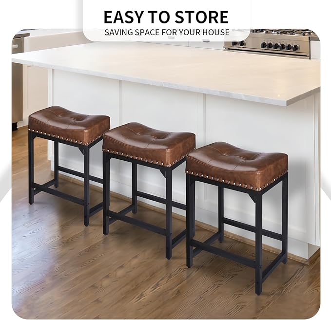 Bar Stools Set of 3, Counter Height Bar Stools - Image 2