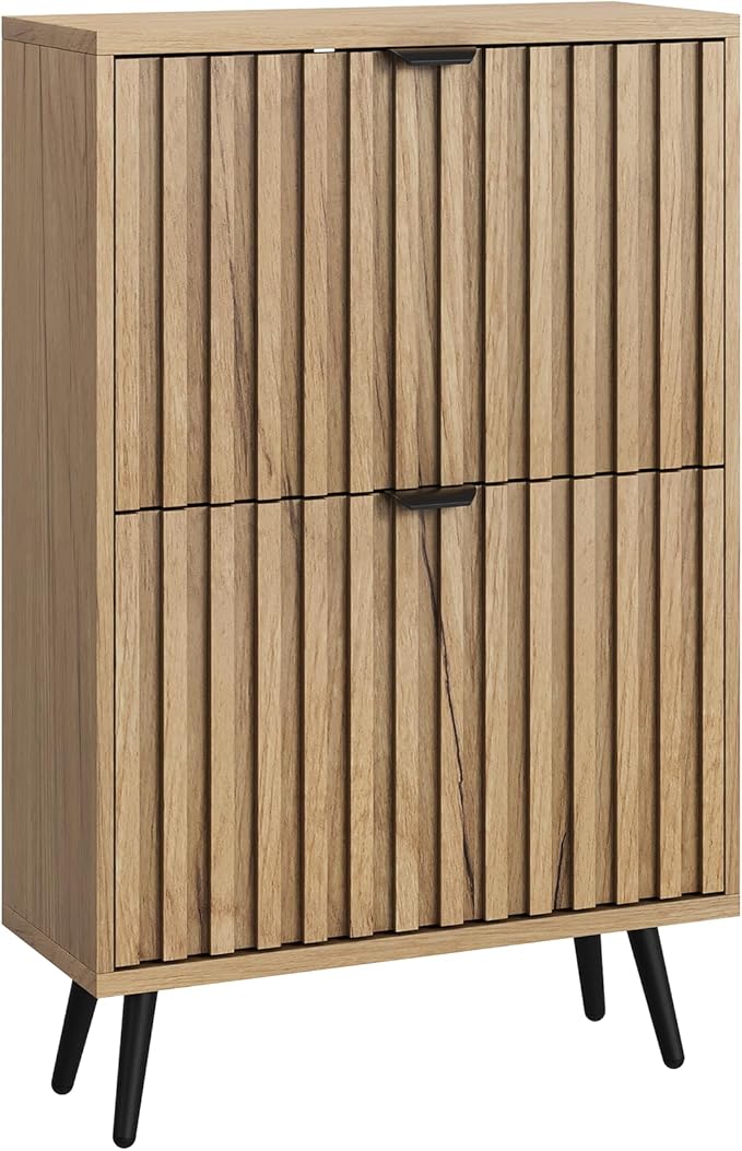 Smuxee Shoe Cabinet with 2 Flip Drawers, 23.6" Natural Hidden Shoe Storage - Image 8