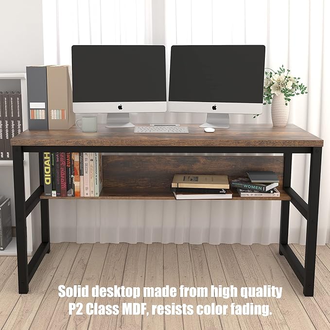 TOPSKY Computer Desk with Bookshelf/Metal Hole Cable Cover 1.18" Thick Desk - Image 5