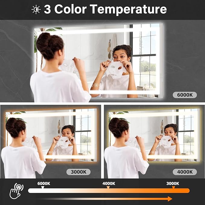 40"x 60"LED Bathroom Mirror, Backlit + Front Lit, LED Bathroom Mirror - Image 7
