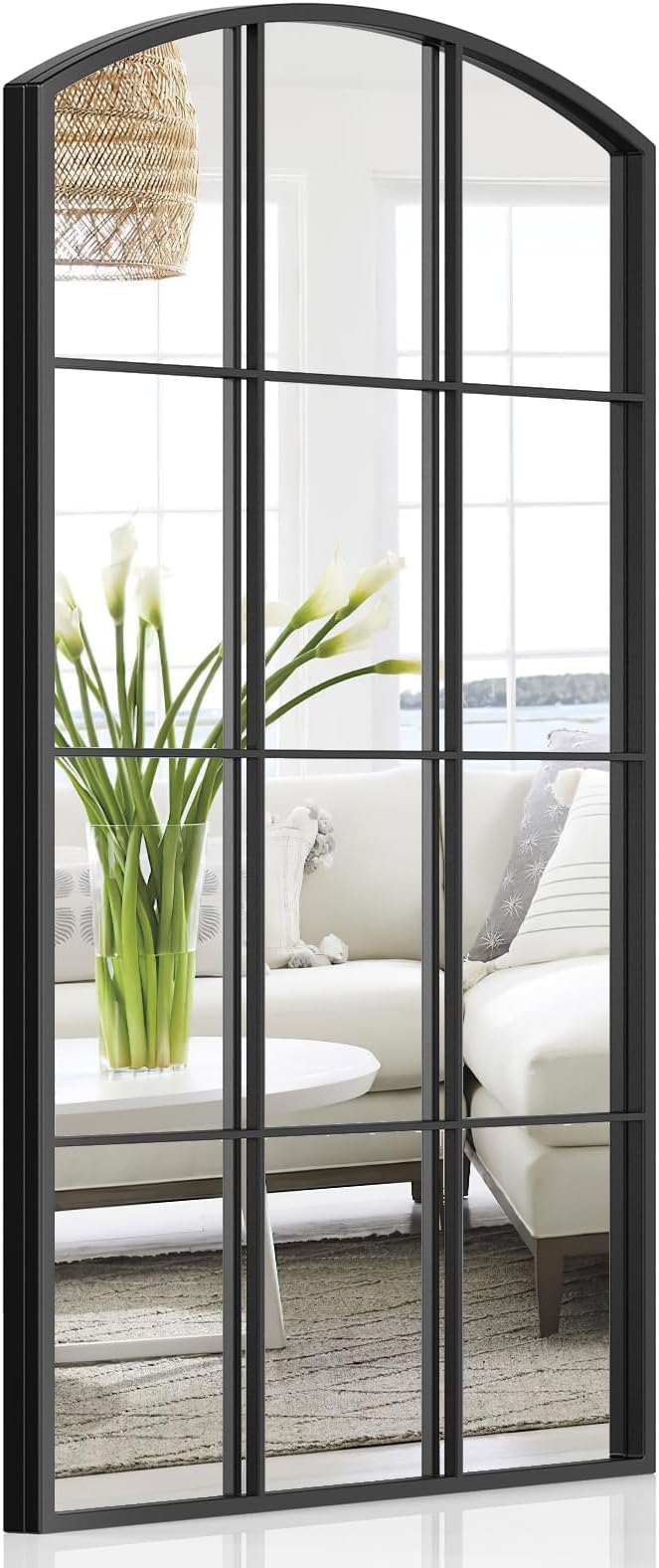 Arched Window Mirror, Tall Farmhouse Grid Mirror - Image 7