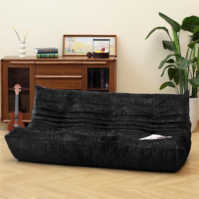 N&V Fireside Chair, Mid Century Armless Floor Sofa, Soft Premium Chenille Floor by NV