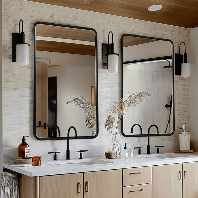 ANDY STAR Bathroom Mirror, 24x36 Inch Stainless Steel Metal Frame Black - Image 6