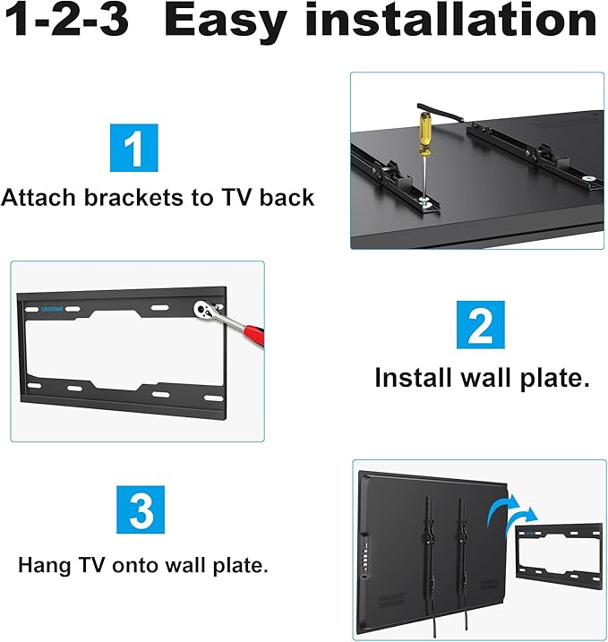 Fixed TV Wall Mount for Most 26-60 Inch Screen, Low Profile TV Mount - Image 6