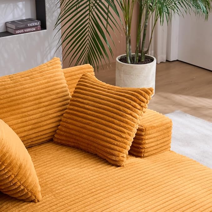 Oversized Chaise Daybed Lounge Sleeper Chair Sofa Bed Indoor, Fluffy Corduroy - Image 8