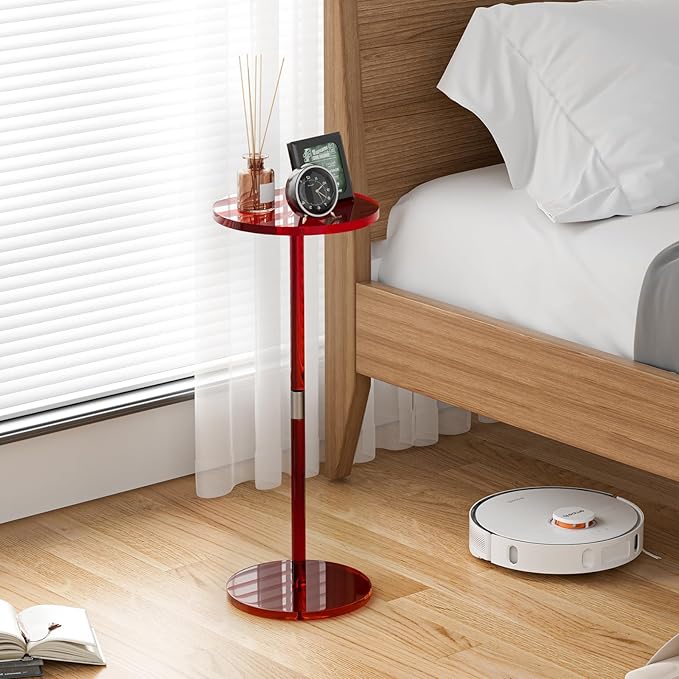 Acrylic Side Table for Small Spaces, Round End Table for Living Room, Easy - Image 2
