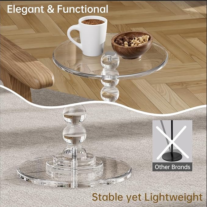 Acrylic Side Table, End Table Round Top - Image 6