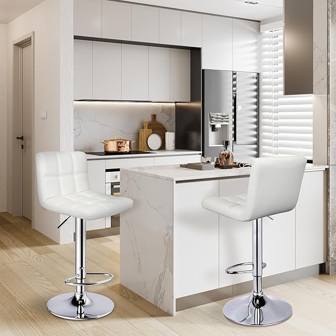 Bar Stools Set of 2, Armless Adjustable Swivel Barstools - Image 2