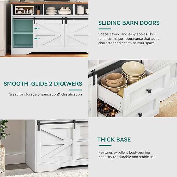 YITAHOME Buffet Cabinet with Drawers, Modern Farmhouse Coffee Bar Station Wood - Image 5
