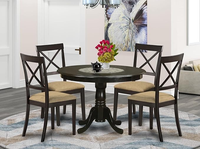 East West Furniture HLBO5-CAP-C 5 Piece Dining Room Furniture Set Includes a - Image 6