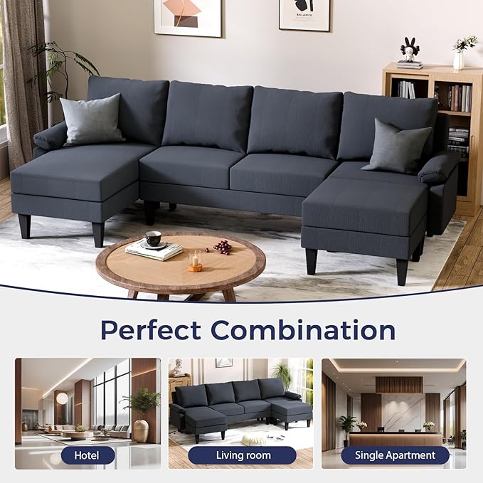 U Shaped Sectional Couch, Convertible Modular Sectional Sofa - Image 7