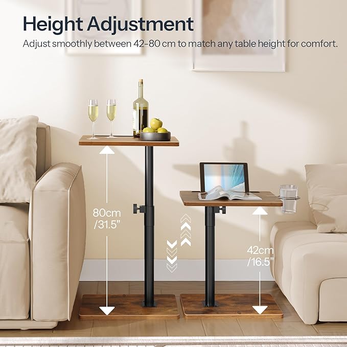 HOOBRO TV Tray Table, 360° Swivel Side Table Sofa Armrest Tray - Image 3