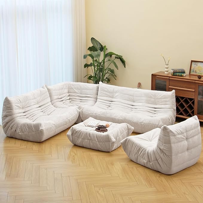 N&V Fireside Chair, Mid Century Armless Floor Sofa, Soft Premium Chenille Floor - Image 5