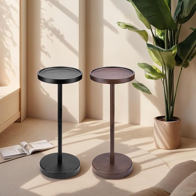 Solid Acacia Wood Pedestal End Table - Image 9