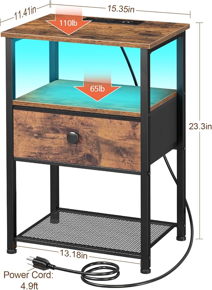 Night Stand Set 2, LED Nightstand - Image 3