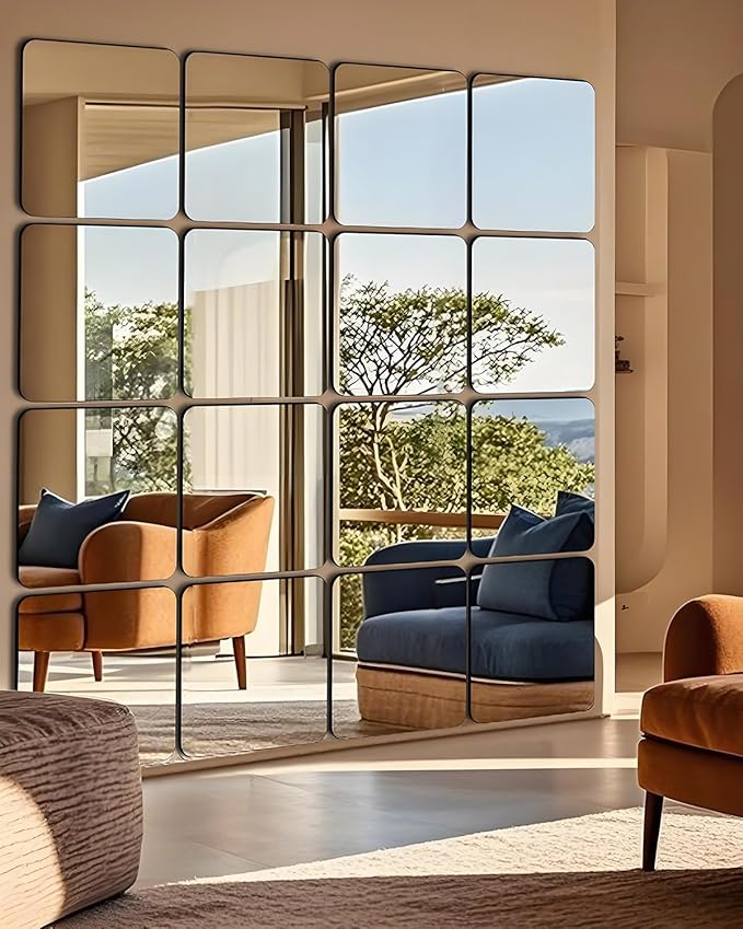 12" x 12" Glass Wall Mirror Tiles - Image 8