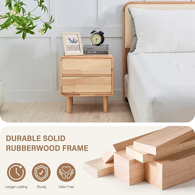 CozyDH Natural Wood Nightstand - Image 3