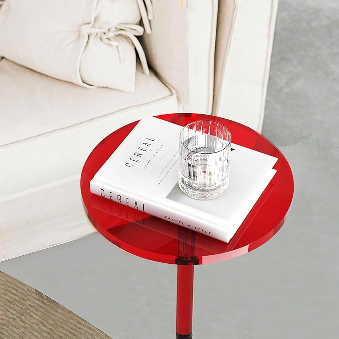 Acrylic Side Table for Small Spaces, Round End Table for Living Room, Easy - Image 7