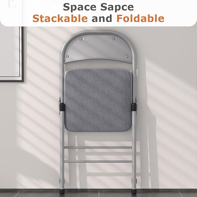 VECELO Padded Folding Chairs 4 Pack, Comfortable Cushioned Seat & Backrest - Image 7