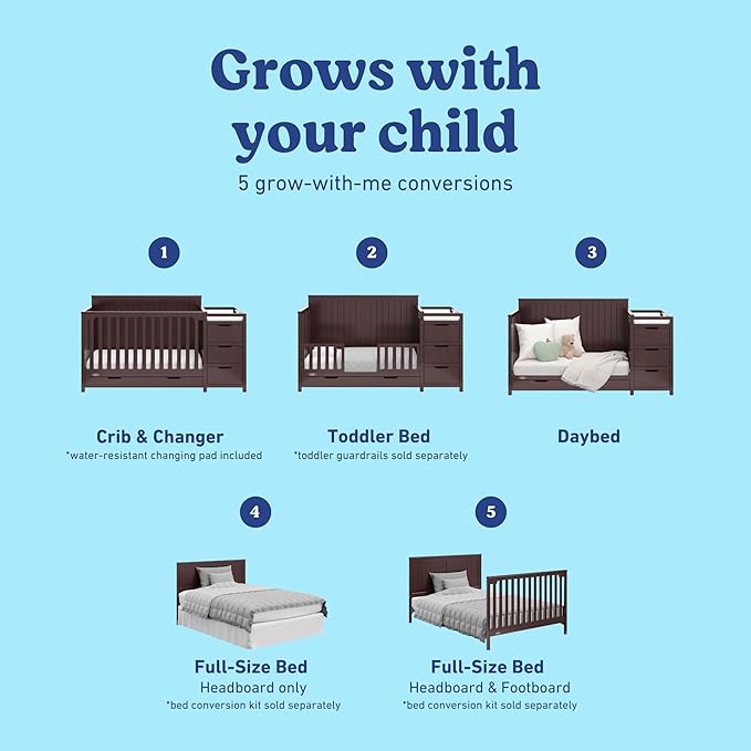 Graco Hadley All-in-One Convertible Crib & Changer – GREENGUARD Gold Certified - Image 4