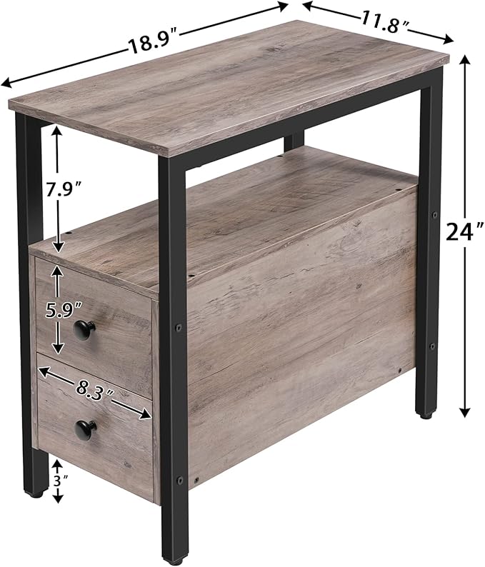 HOOBRO End Table, Narrow Chairside Table - Image 3