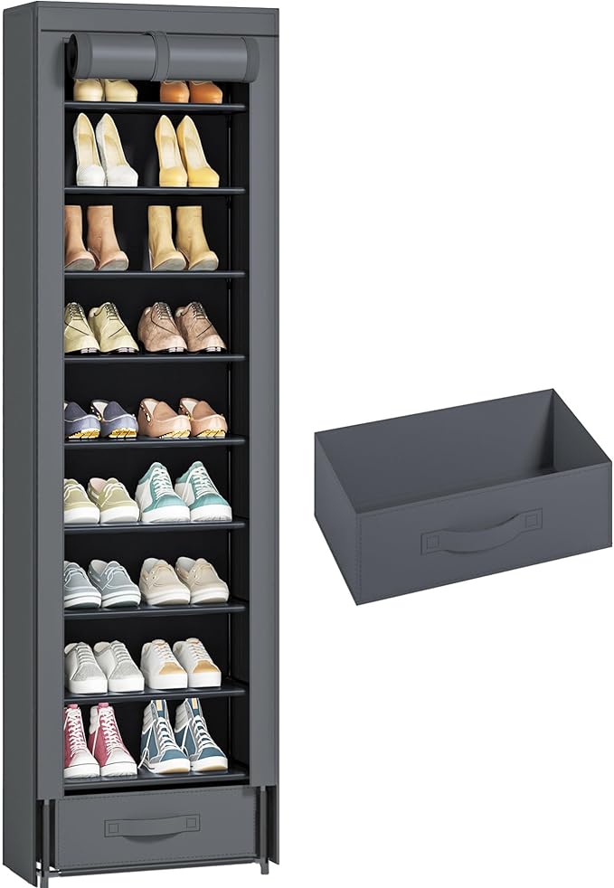 Shoes Rack 10 Tier Tall Narrow Shoe Rack by OYREL